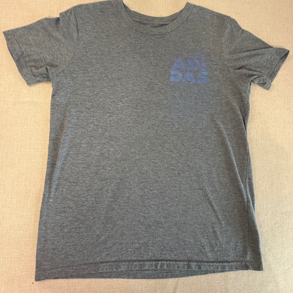 Adidas Girls Gray Heather Graphic T-Shirt Purple Circuit Logo Size L 14/16